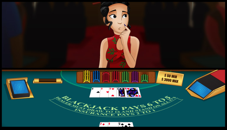 Una giocatrice incerta al blackjack