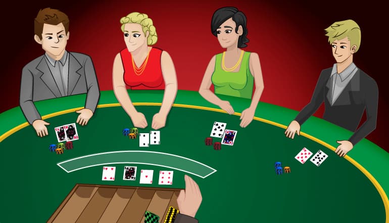 4 appassionati al tavolo di blackjack