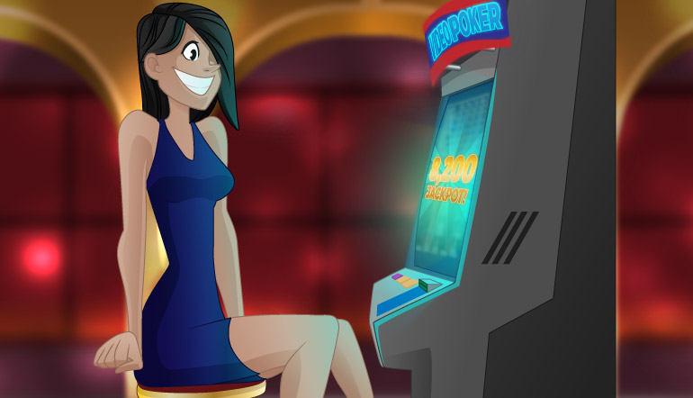 Una giocatrice alle video slot!