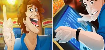 Due immagini di giocatori di video poker